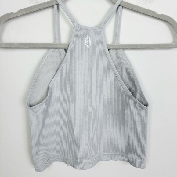 FREE PEOPLE | FP MOVEMENT Happiness Runs Gray Ribbed Crop Tank Women’s Size M/L - Picture 8 of 10